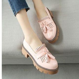 Block Heel Platform Tassel Loafers