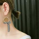 Houndstooth Ribbon Drop Earring / Clip-on Earring