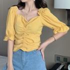 Elbow-sleeve Ruched Blouse