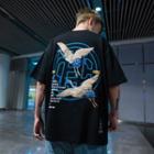 Crane-embroidered Printed T-shirt