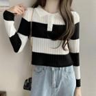 Long-sleeve Stripe Knit T-shirt