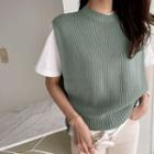 Drop-armhole Rib-knit Vest