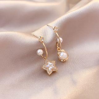 Mismatch Earring 1 Pair - 925 Silver Needle - Gold - One Size