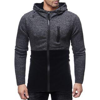 Color Block Knit Zip Hoodie