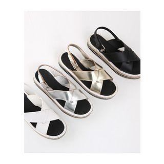 Cross-strap Espadrille Platform Sandals