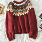 Pattern Loose-fit Sweater Red - One Size