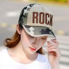 Embroidered Lettering Camouflage Panel Baseball Cap