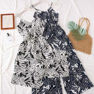 Open-back Flower-print Sleeveless Playsuit