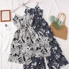 Open-back Flower-print Sleeveless Playsuit