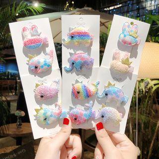 Set Of 2 : Animal Fabric Hair Clip