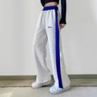 High-waist Plaid Color-block Wide-leg Sweatpants