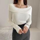 Fold-over Cropped Slim-fit Top