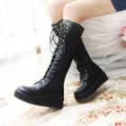Wedge Lace Up Tall Boots