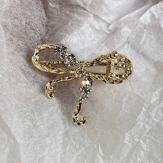 Bow Alloy Hair Clip 1pc - Gold - One Size