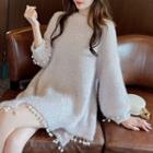 Faux Pearl Mini Sweater Dress As Shown In Figure - One Size