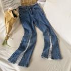 Lace Panel Bootcut Jeans
