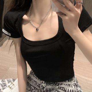 Short-sleeve T-shirt / Lettering Wide Leg Pants