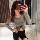 Long-sleeve Zip Front T-shirt