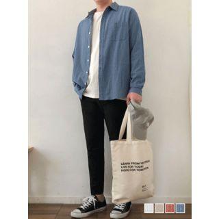 Couple Pocket-front Stripe Shirt