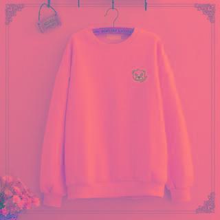 Bear Embroidered Round Neck Sweatshirt