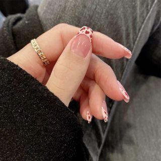 Leopard Print Faux Nail Tips R183 - Pink & Nude - One Size