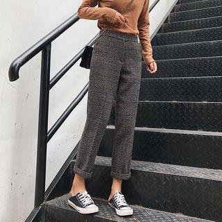 Tweed Cropped Straight-cut Pants