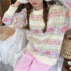 Round-neck Printed Long-sleeve Sweater