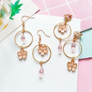 Hoop Floral Earring / Clip-on Earring