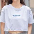 Short-sleeve Letter Print Applique Cropped T-shirt