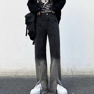 Gradient Split Wide-leg Jeans