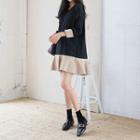 Color-block Long-sleeve Mini Dress