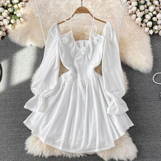 Long Sleeve Halter A-line Dress