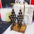 Tasseled Hook Statement Drop Earring 1 Pair - Black - One Size