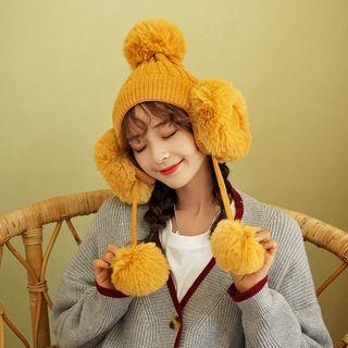 Faux Fur Earflap Knit Beanie