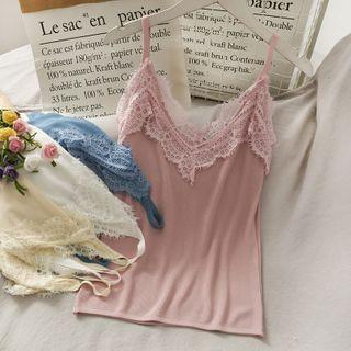 Lace-panel Camisole Top In 6 Colors