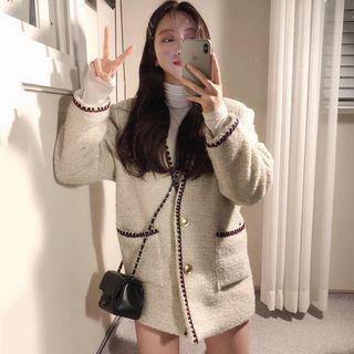 Single-breasted Tweed Jacket Off-white - One Size