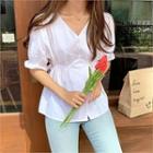 Tie-waist Frilled Blouse White - One Size