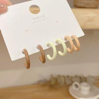 Set Of 6: Plain Half-hoop Earring 1 Pair - Gold - One Size