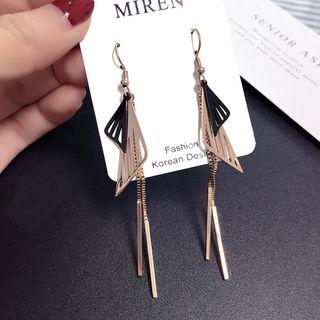 Stainless Steel Triangle & Bar Fringed Earring 18k - Rose Gold - One Size