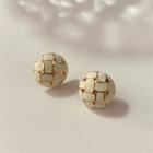 Round Alloy Earring 1 Pair - Gold & Off-white - One Size