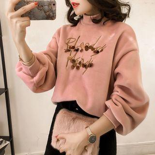 Sequined Mock-neck Long-sleeve Sweatshirt