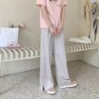 Slit Snap Button Straight Leg Pants