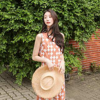 Zip-up Back Patterned Jumpsuit