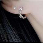 925 Sterling Silver Leaf Hoop Earring 1 Pair - Silver - One Size