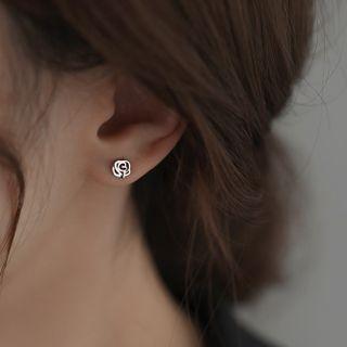 Rose Stud Earring 1 Pair - Silver - One Size
