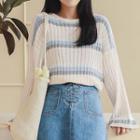 Long-sleeve Contrast Panel Knit Top