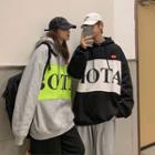 Couple Matching Color-block Lettering Print Hoodie