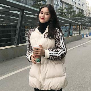 Leopard Print Zip Padded Jacket