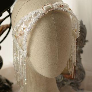 Wedding Bow Rhinestone Headpiece White - One Size