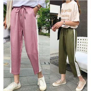 Panel Drawstring Straight Pants